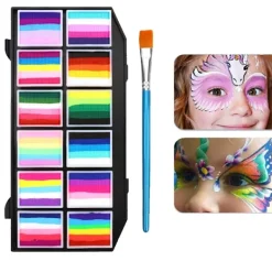 12 färger vattenlöslig regnbåge palett barn's ansikte kropp färg halloween scen makeup> Smink