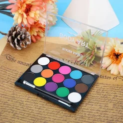 15 Färgers Ansikts- och Kroppsfärgset Giftfri Vattenlöslig Sminkverktyg><noscript><img width=