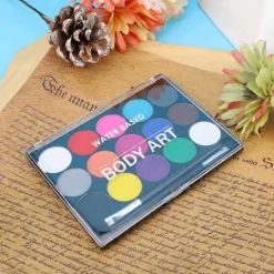 15 Färgers Ansikts- och Kroppsfärgset Giftfri Vattenlöslig Sminkverktyg><noscript><img width=