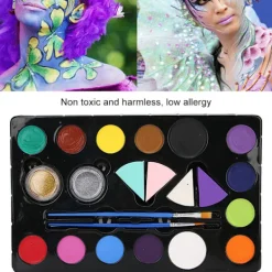 14 Färgers Ansikts- och Kroppsfärg Pigment Set Halloween Smink Cosplay Målningskit><noscript><img width=