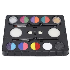 8 färgers ansiktsmålningskit med 2 färger glitterpulver - Perfekt för Halloween, jul - Kropps- och ansiktsmålning för barn och vuxna> Smink