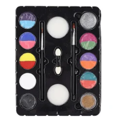 8 färgers ansiktsmålningskit med 2 färger glitterpulver - Perfekt för Halloween, jul - Kropps- och ansiktsmålning för barn och vuxna><noscript><img width=