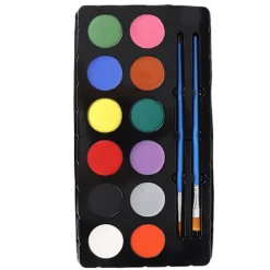 12 Färgers Livsmedelsgodkänd Ansiktsfärg Kit DIY Lättviktig Portabel Lätt att Använda><noscript><img width=