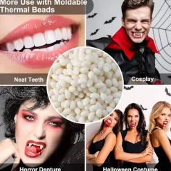50 G Tandfast Tandgel Temporärt Reparationskit Formbar Termisk Passform Pärlor Tandgranulat Lim Falska Tänder För Halloween Läskigt (50g)><noscript><img width=