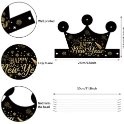 2025 Gott Nytt År Glasögon och hatt, 12-pack Svart Guld Nyårsafton Partyglasögon och hatt, Snygg Fotobåsrekvisita><noscript><img width=