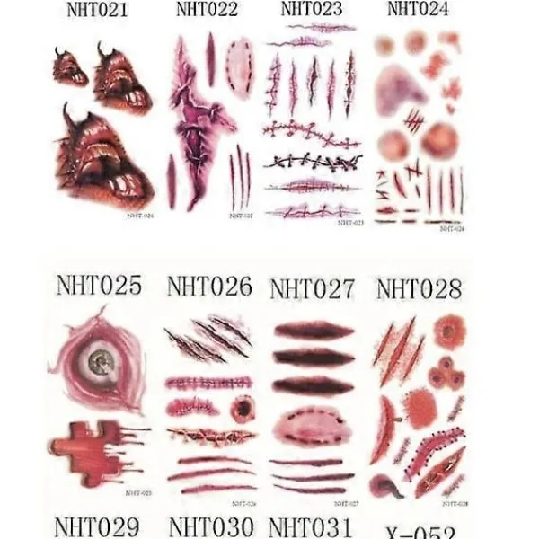 20 Halloween - Sår tatuering / Tatueringsdekaler> Smink