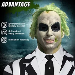 2024 Halloween Beetlejuice Clown Mask Läskig Joker Helhuvudsmask Cosplay Kostym Rekvisita Maskerad-FA-><noscript><img width=