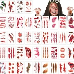 300 Halloween Temporära Tatueringar Läskiga Falska Sår Ärr Smink Klistermärken För Ansikte Kropp Kostymfest Tillbehör Skräck Cosplay Rekvisita 150 Designer | Fyndiq> Smink