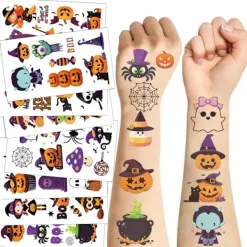 2025 Halloween Temporära Tatueringar | Tecknade Klistermärken för Barn, Partydekoration Säker & Rolig**(10 ark/förpackning) (10 sheets/pack)> Smink