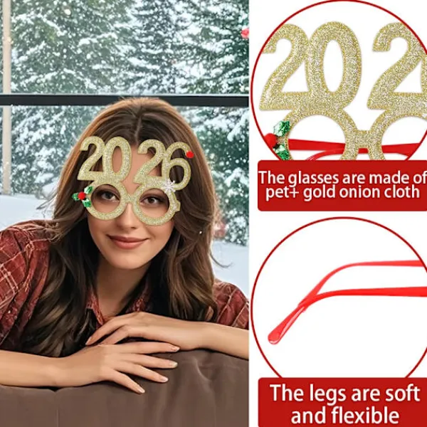 2026 Julglasögon, fotorekvisita barnpresent Nyårsfestdekorationer Julklapp> Tillbehör