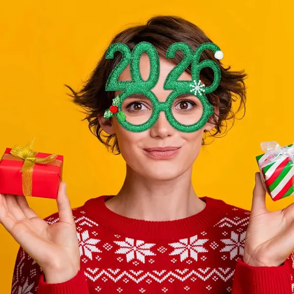 2026 Julglasögon, fotorekvisita barnpresent Nyårsfestdekorationer Julklapp> Tillbehör