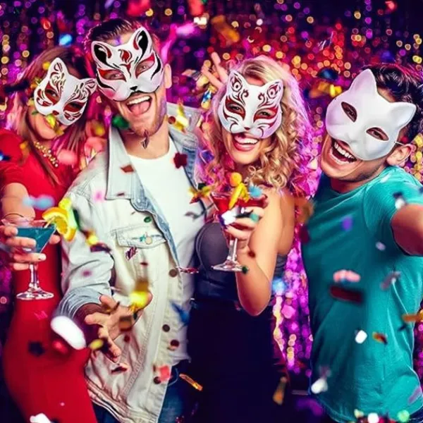 10 Kattmasker att måla Djur Utklädningsmasker DIY Vit Mask Halv för Maskerad Halloween Barn Cosplay Masker Kostymfest Favörer> Masker
