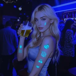 12 Kreativa Blå Självlysande Tatueringar för Barer, Danser och Musikfestivaler> Smink