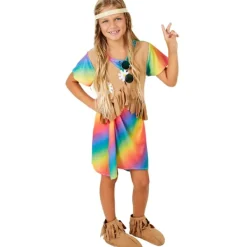 tectake 900202 Maskeraddräkt Hippie Blomsterbarn 128 (7-8y)> Dräkter