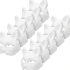 10 målarmasker för kattmaskerad DIY vita masker halvmasker för maskerad Halloween barn cosplay masker kostymfestgåvor> Masker