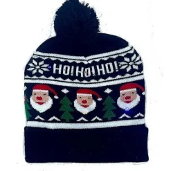 2024 NY LED Julhatt Kreativ Blinkande LED-ljus Stickad Hatt Snögubbe Vinter Varm Färg Stickad Mössa Julklapp> Huvudbonader