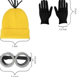 FMYSJ 2025 Nya Kvinnor Män Halloween Söta Mini-ons Kostymer Mini-ons Tillbehör Inkluderar Glasögon Gul Mössa Stickade Mössor Svarta Handskar Mini Gul M (FMY) | Fyndiq> Dräkter
