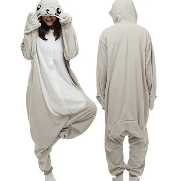 2025 Nya Tecknade Helkroppspyjamas Halloween Juldräkt gråsäl L (165-175cm)> Dräkter
