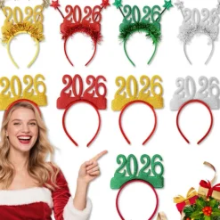 unbranded 2026 Nyår Hårband Foto Rekvisita Roliga Hårdiadem Kronor för Nyårsfest> Huvudbonader