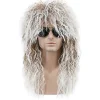 70- och 80-tals Herr Mull-Peruk Halloween Cosplay Lockig Peruk Värmebeständig Syntetisk Peruk Heavy Metal Rock Cosplay Peruk (Beige)> Peruker