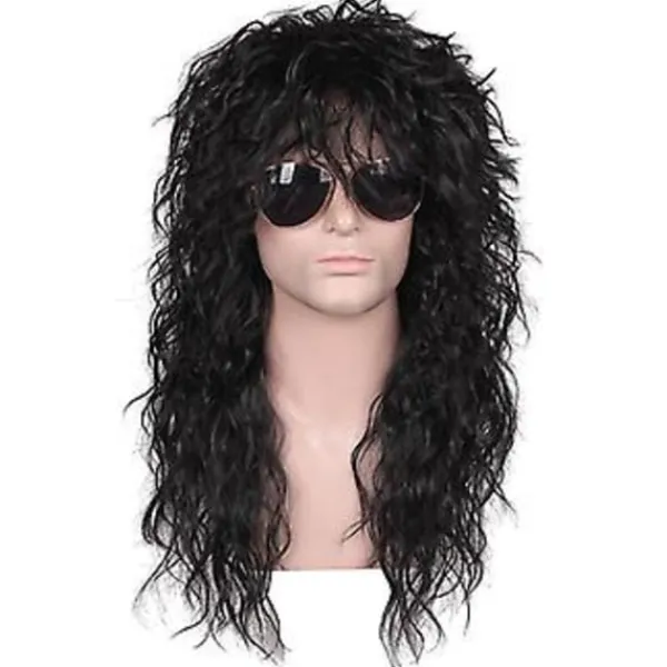 70- och 80-tals Herr Mull-Peruk Halloween Cosplay Lockig Peruk Värmebeständig Syntetisk Peruk Heavy Metal Rock Cosplay Peruk (Beige)> Peruker