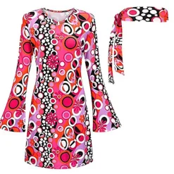 70- och 80-tals Hippie Kostymset för Kvinnor, Disco Outfit, Huvudband, Klänning, Cosplayfest, Presenter 2XL> Dräkter
