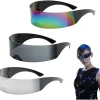 3 par futuristiska solglasögon roliga speglade festglasögon smala rymdaliensglasögon för Halloween (grå, silver, färgglada)> Tillbehör
