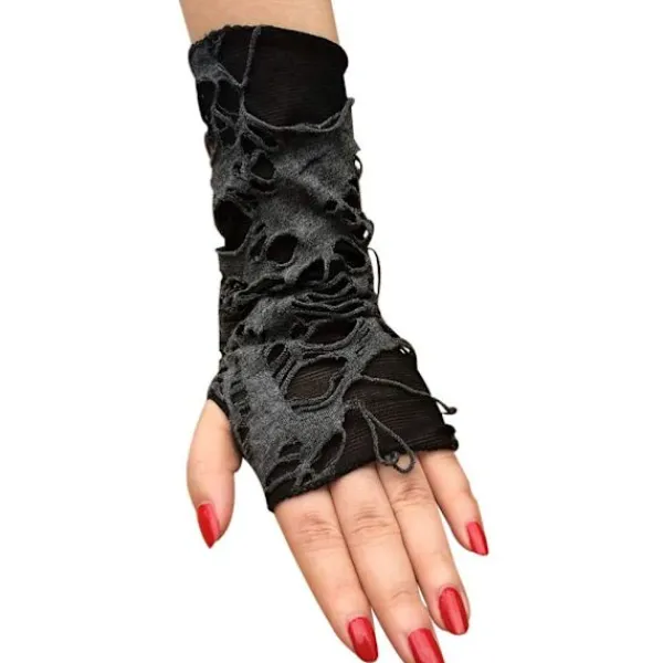 1 Par Halloween Fingerlösa Handskar Spindelnät Spets Handskar Svarta Punk Handskar för Halloweenfest Kostym Kostymtillbehör> Tillbehör