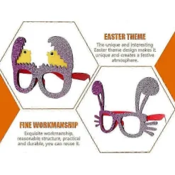4 par Kanin Ägg Glasögon Påskfest Påsk Glasögon Fest Glasögon Rekvisita Fest Nyhet Glasögon[D]><noscript><img width=