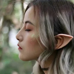 2 par älvöron cosplay mjuka spetsiga goblinöron, latex älvöron pixieöron fé spetsiga alv utklädnad kostym tillbehör [HK]><noscript><img width=