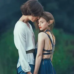 2 par Pixie Fairy Elf-öron - Tillbehör för Halloween, Jul, Vampyr-fest><noscript><img width=