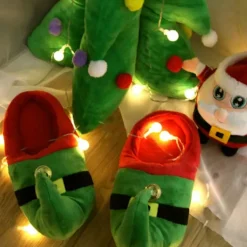 1 Par Santa Claus Tofflor Jultofflor Elfdräkt Tillbehör><noscript><img width=