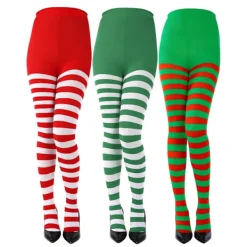 3 Par Strumpbyxor med Julrandiga Mönster, Långa Strumpbyxor, Lårhöga Strumpor för Jul- och Halloweenkostymtillbehör> Tillbehör