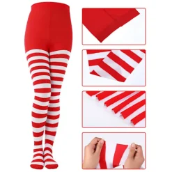 3 Par Strumpbyxor med Julrandiga Mönster, Långa Strumpbyxor, Lårhöga Strumpor för Jul- och Halloweenkostymtillbehör> Tillbehör