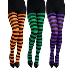 3 Par Strumpbyxor med Ränder Långa Strumpbyxor Randiga för Juldräkter> Tillbehör