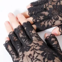 1 par svarta spets handskar Halloween Maskerad Svart One Size> Tillbehör