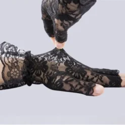 1 par svarta spets handskar Halloween Maskerad Svart One Size><noscript><img width=