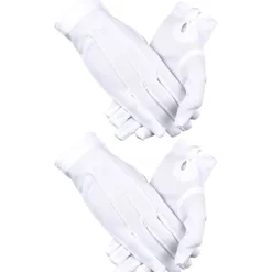 2 Pa Vit Bomulls-Nylonhandska med Knappstängning fö Polisoffice Smoking Hedesvakt Paad Kostym Paadhandska> Tillbehör