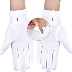 2 Pa Vit Bomulls-Nylonhandska med Knappstängning fö Polisoffice Smoking Hedesvakt Paad Kostym Paadhandska><noscript><img width=