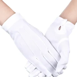 2 Pa Vit Bomulls-Nylonhandska med Knappstängning fö Polisoffice Smoking Hedesvakt Paad Kostym Paadhandska><noscript><img width=