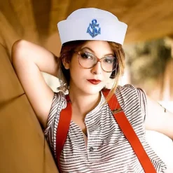 1 Pc 58cm Adult Sailor Costume Hat Navy Cosplay Party Costume Hat> Huvudbonader
