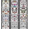 12 Pcs Halloween Sticker Temporary Face Tattoos Makeup Halloween Masquerade Clown Smile Floral Skeleton Black Atmosphere Of Terror For Men Women Kids | Fyndiq> Smink