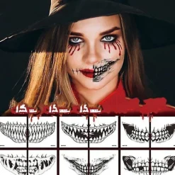 10 Pcs Halloween Temporary Tattoo, Temporary Makeup Face Tattoos, Halloween Face Sticker, Halloween Temporary Face Tattoo, Halloween Tattoo, Halloween | Fyndiq> Smink