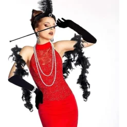 9 Pcs 1920s Accessories Set Headband Necklace Earrings Long Black Gloves Boa Great Gatsby Theme Party Accessories For Womenset C> Tillbehör