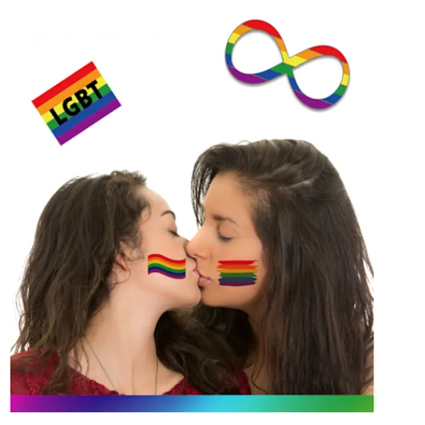 20 Pride Day-tatueringsdekaler för samma kön, LGBT-dekaler för ansiktet> Smink