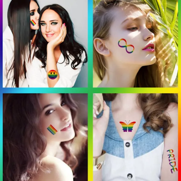 20 Pride Day-tatueringsdekaler för samma kön, LGBT-dekaler för ansiktet> Smink