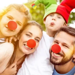 60 Röda Clownnäsor Cosplay Näsor Skumnäsor för Jul Karneval Kostymfest Utklädnad><noscript><img width=