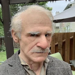 FMYSJ 1 Realistiska Latexmasker, stor näsa gammal man supermjuk rynkig ansikte huvudbonad maskeradfest-yn (FMY)><noscript><img width=