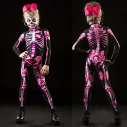 FJORD (130 Rosa) Halloween Skelett Kostym För Barn Och Vuxen> Dräkter