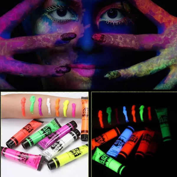 6 Rör Glödande Pigment Neon Fluorescerande Ansikte Kroppsmålning Party Scen Tillbehör> Smink